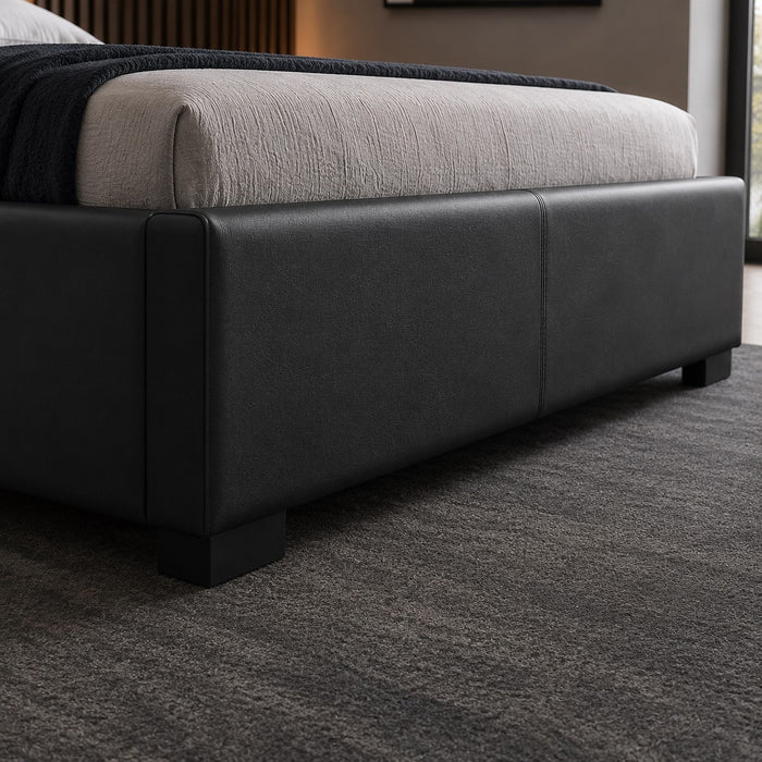 Comet Black LED Bed with Storage Drawers, Double