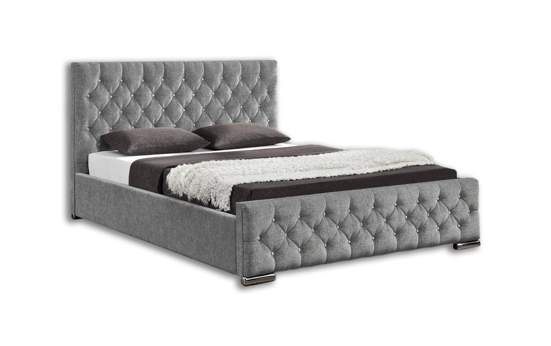 Arya Silver Chenille King Bed Frame