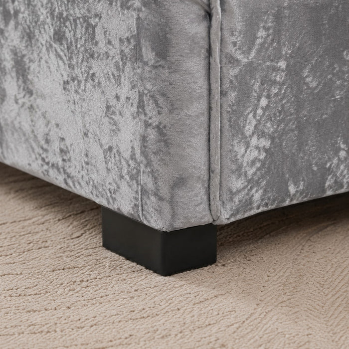 Comet Silver Velvet Double Bed with Under Bed Storage Drawers