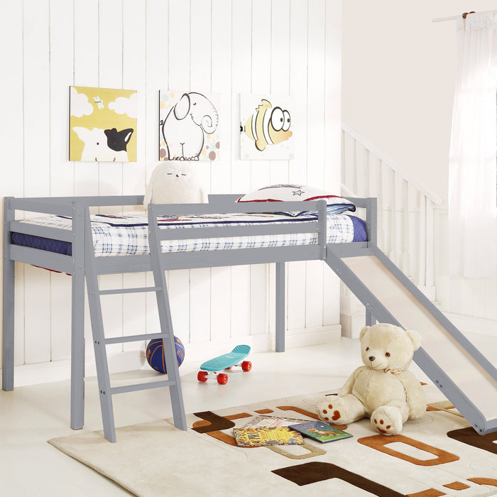 Newark Wooden Mid-sleeper Bunk Bed with Slide, Grey