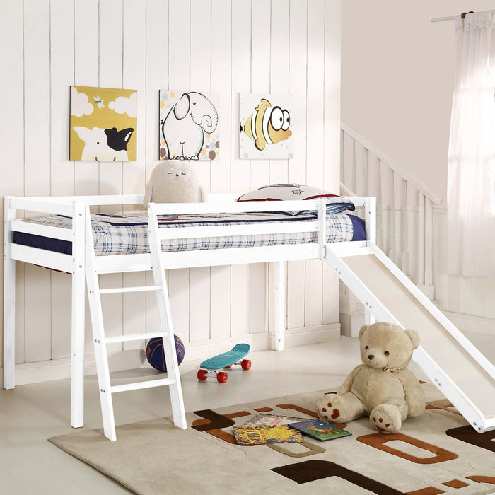 Newark Wooden Mid-sleeper Bunk Bed with Slide, White