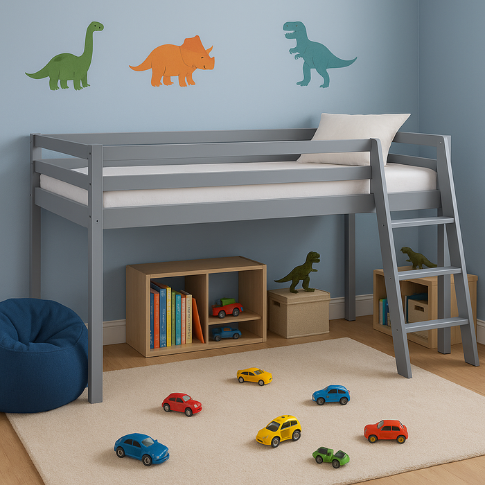 Albany Kids Bunk Bed Mid-Sleeper Wooden Frame, Grey