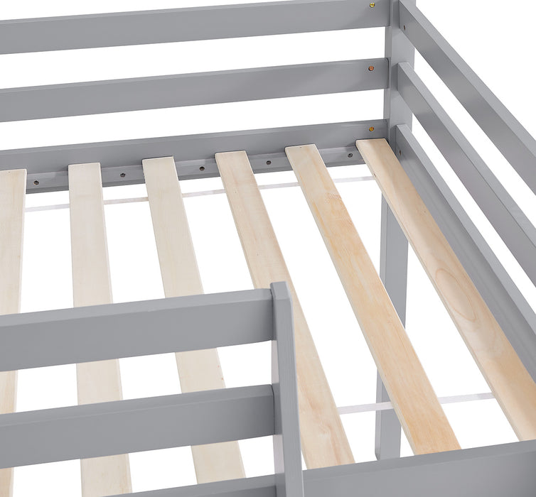 Newark Wooden Mid-sleeper Bunk Bed with Slide & Mattress, Grey