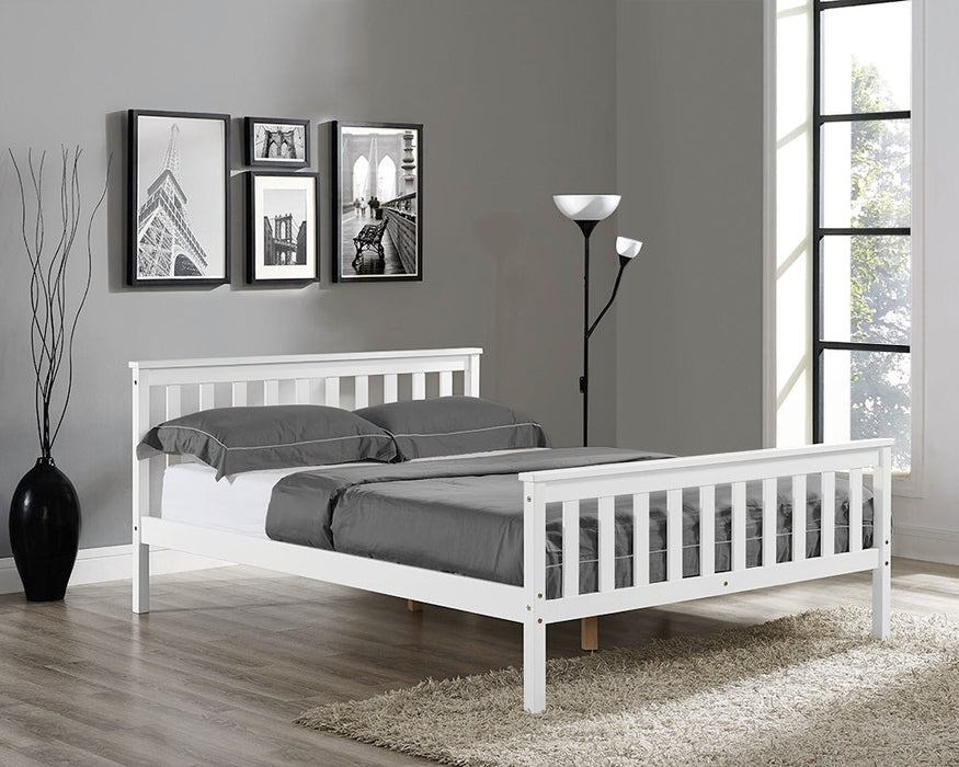 Hampton White Wooden Bed Shaker Style, Double