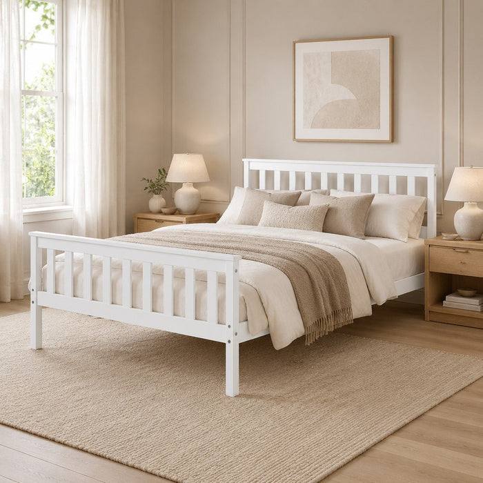 Hampton White Wooden Bed Shaker Style, King