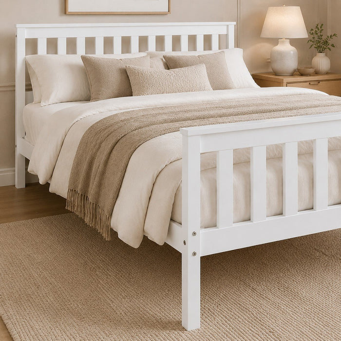 Hampton White Wooden Bed Shaker Style, King