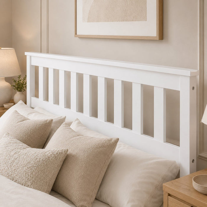 Hampton White Wooden Bed Shaker Style, King