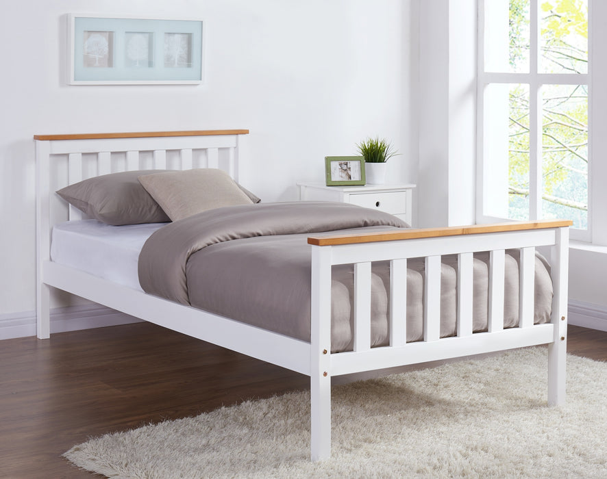 Woodford Wooden Bed Frame White & Oak, Single