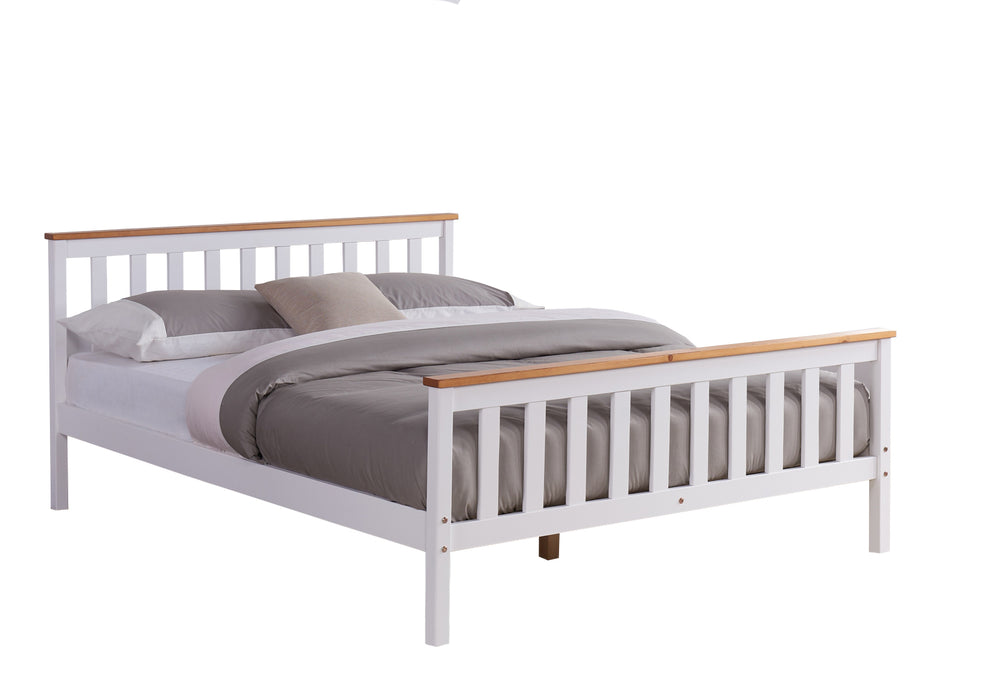 Woodford Wooden Bed Frame White & Oak, Double