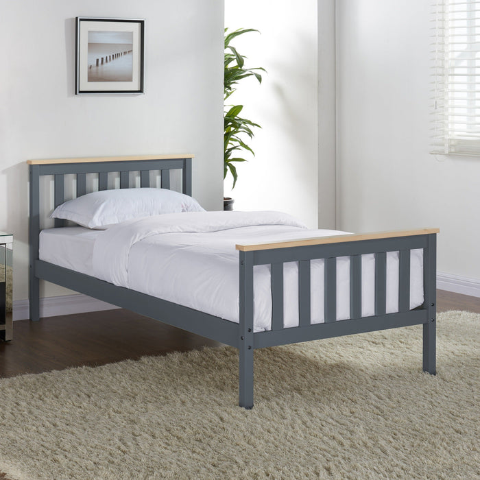 Woodford Wooden Bed Frame Dark Grey & Oak, Single