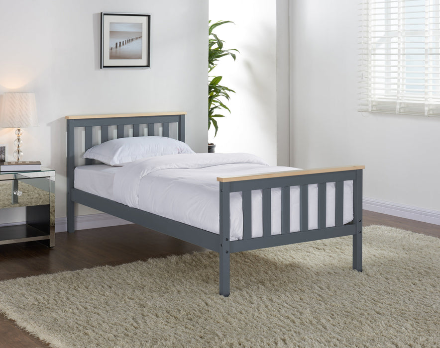 Woodford Wooden Bed Frame Dark Grey & Oak, Single