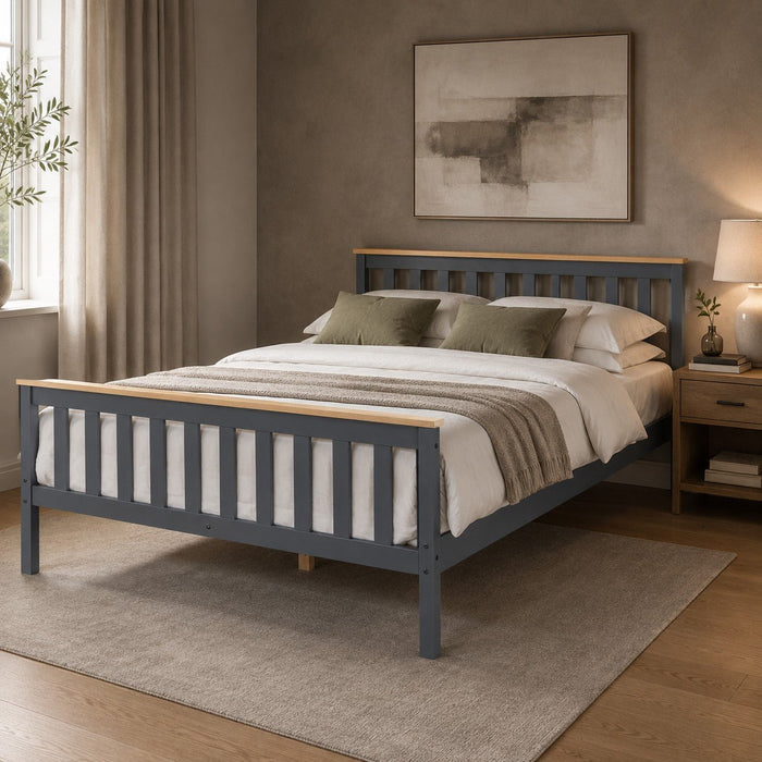 Woodford Wooden Bed Frame Dark Grey & Oak, Double