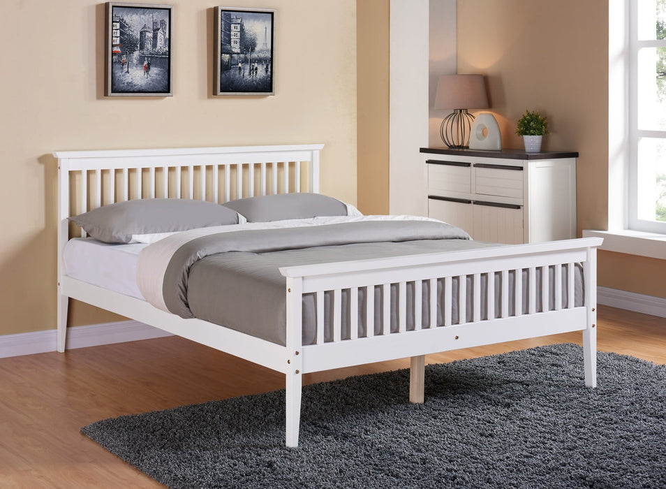 Shaker King Wooden Bed Frame in White