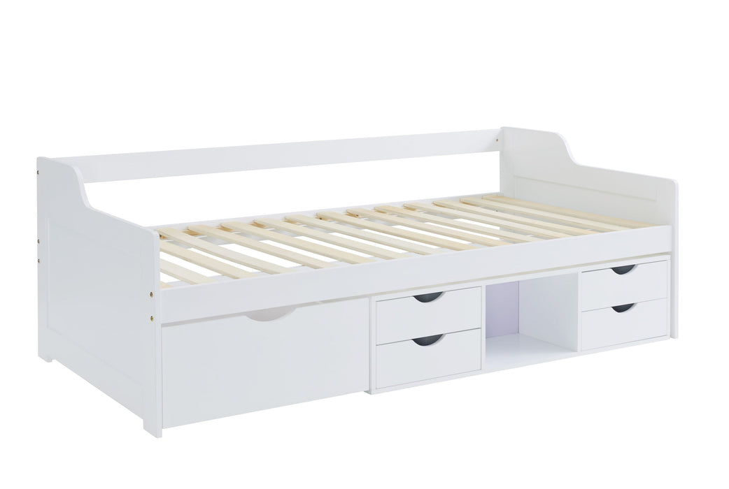 Durham Kids Cabin Bed Single with Drawers - White