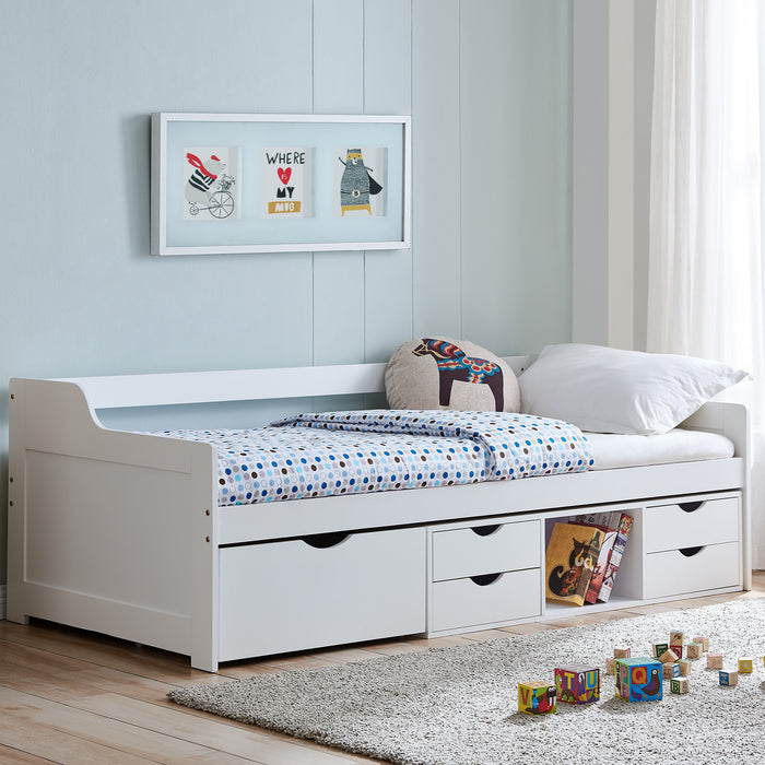 Durham Kids Cabin Bed Single with Drawers - White