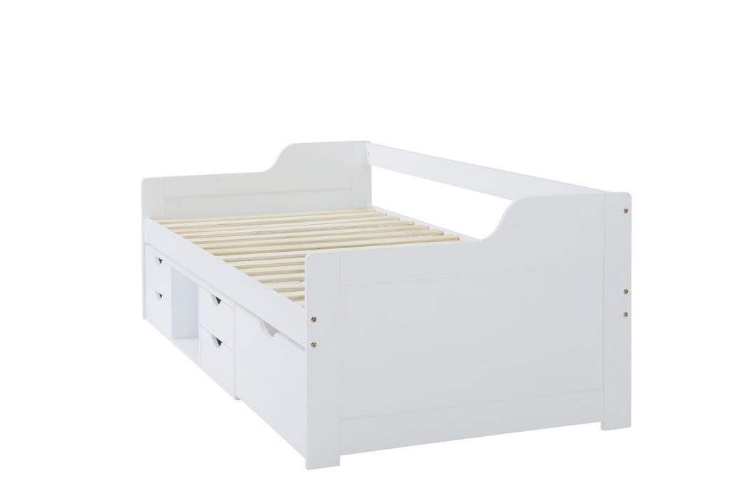 Durham Kids Cabin Bed Single with Drawers - White