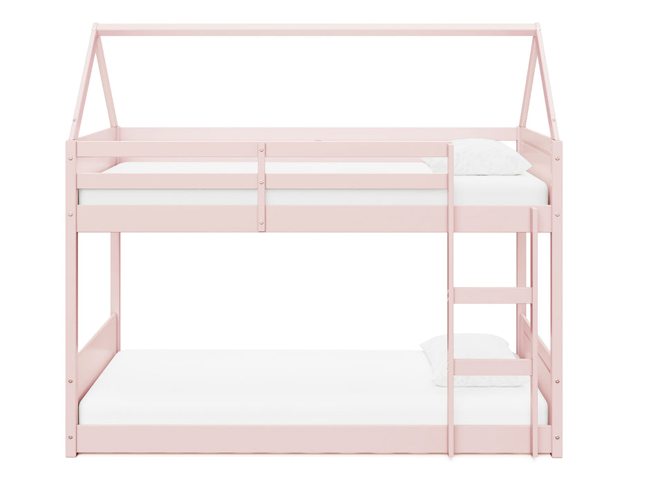 Miller Bunk Bed House Single Kids Frame, Pink