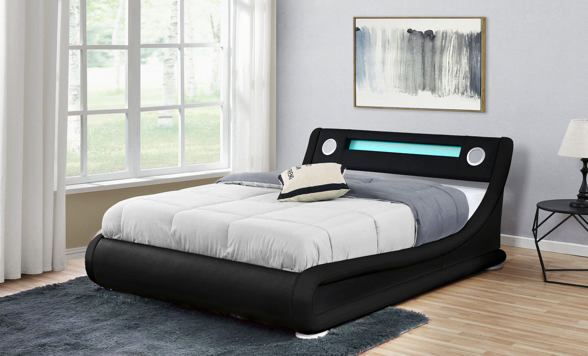 Galaxy Black PU LED Bed Speaker Gas Lift, Double