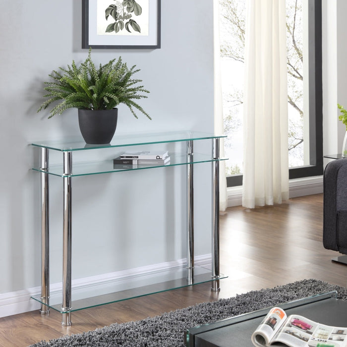 Clear Glass Chrome Console Table Large Hall Table Modern Furniture New