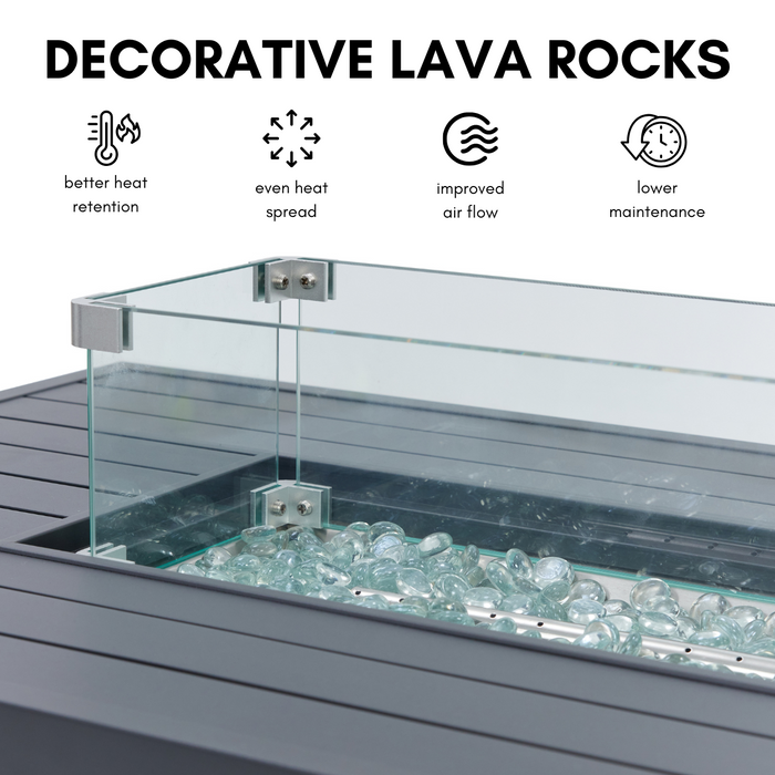 Tobago 8 Seat Modular Rope Garden Set With Firepit, Charcoal