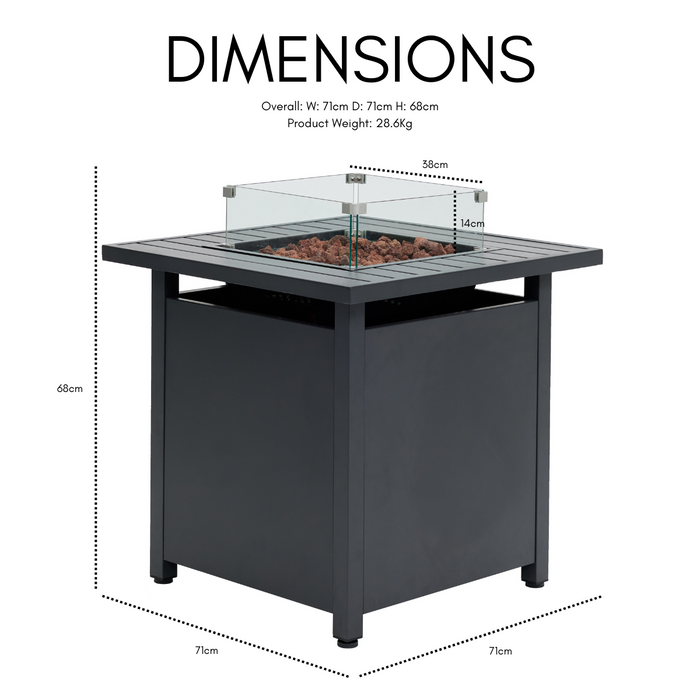 Steel Firepit Table Small, Grey