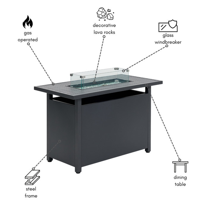 Tobago 8 Seat Modular Rope Garden Set With Firepit, Charcoal