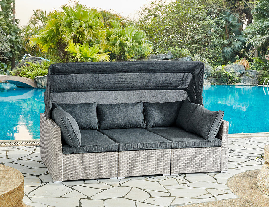 Rhodes Modular Sunbed Garden Sofa Set, Grey