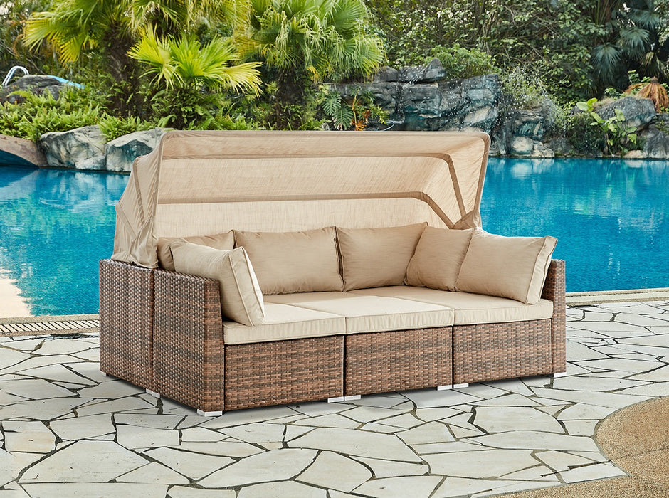 Rhodes Modular Sunbed Garden Sofa Set, Brown