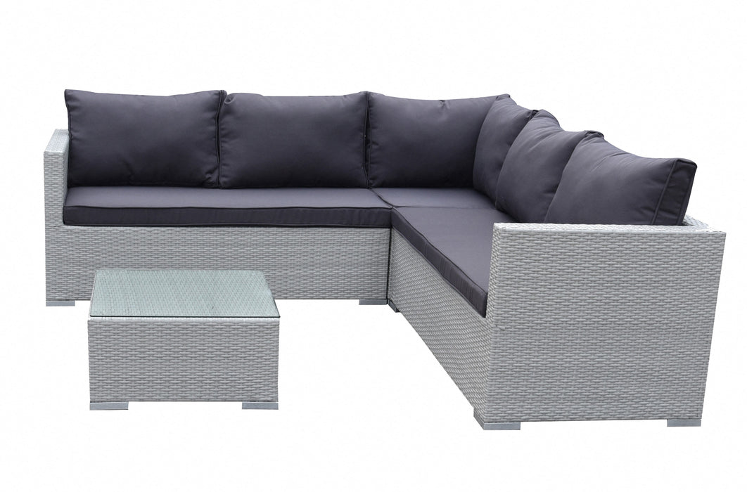 Corner Rattan Sofa Set Outdoor Garden Furniture, Light Grey