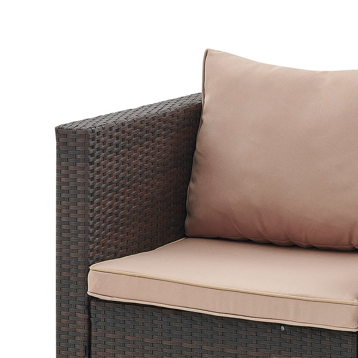 L-Shape Rattan Garden Sofa Set with Chair, Brown