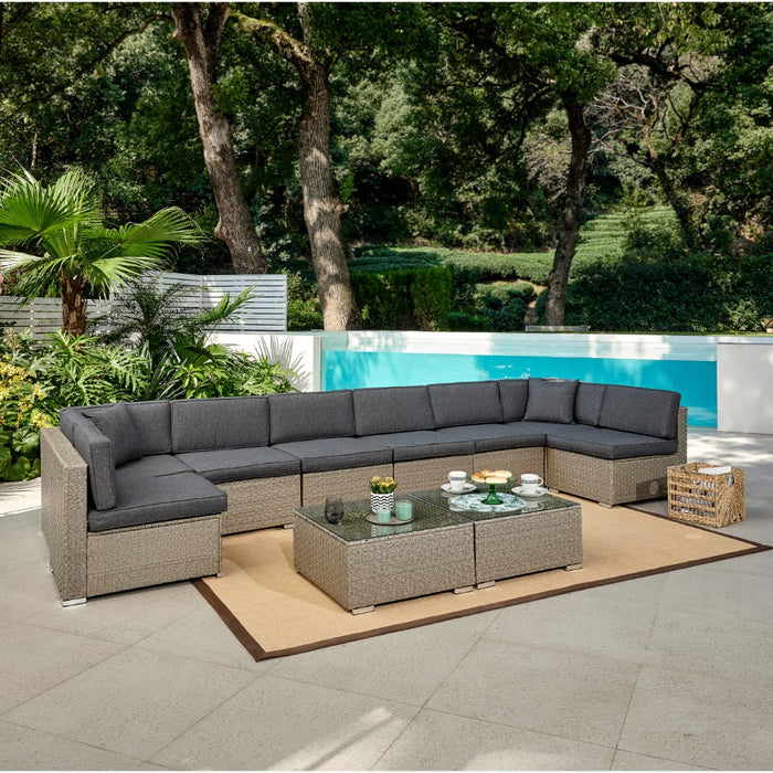 Tropez Modular Corner Rattan Garden Sofa Set, Grey