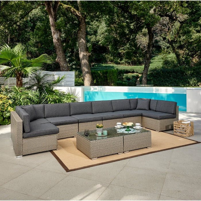 Tropez Modular Rattan Garden Sofa Set, Grey Home Detail