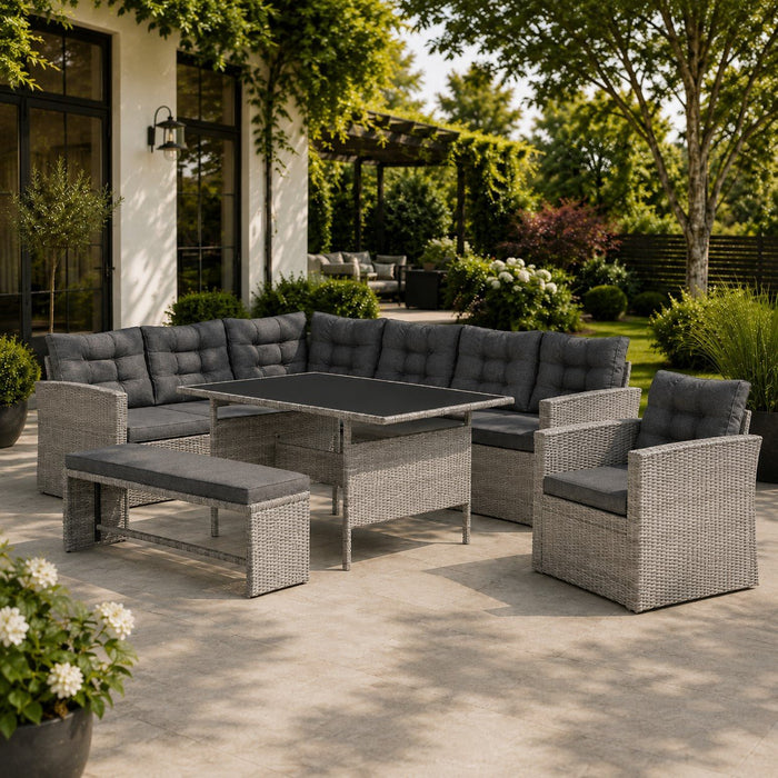 Andros Garden Corner Sofa Set, Grey