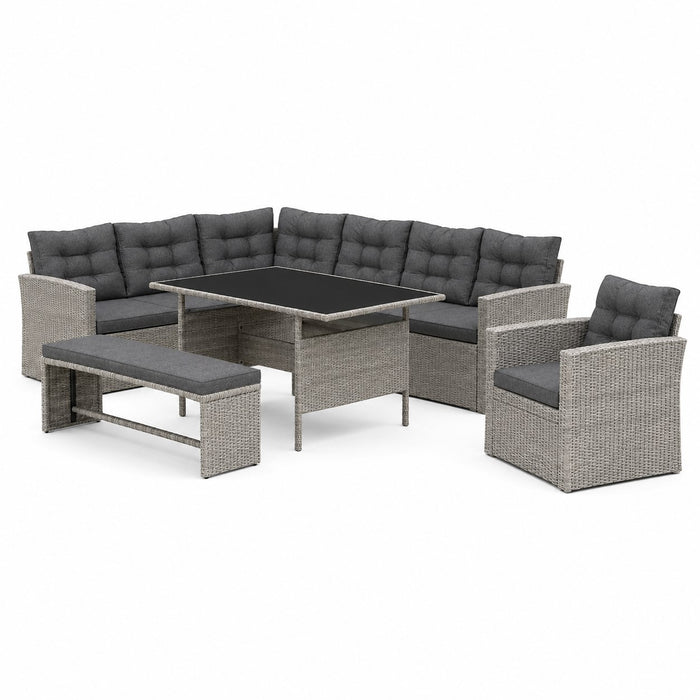 Andros Garden Corner Sofa Set, Grey