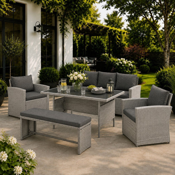 Lisbon Garden Sofa Dining Set, Grey