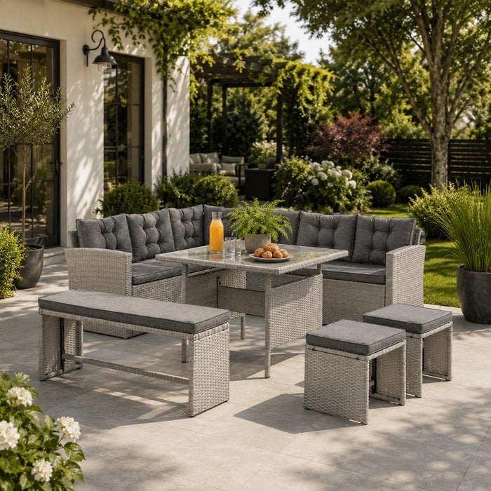 Chile Corner Sofa Dining Set, Grey