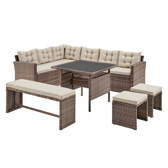 Chile Corner Sofa Dining Set, Brown