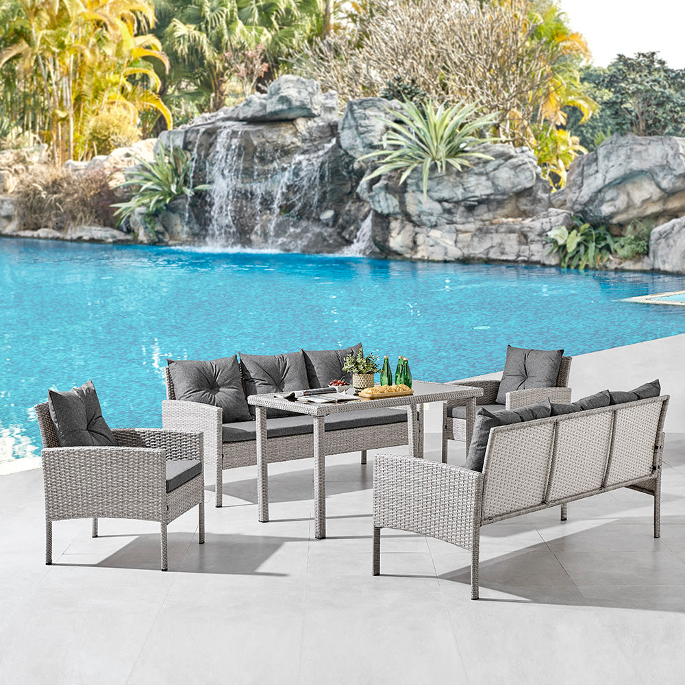 Napoli Garden Dining Sofa Set, Grey