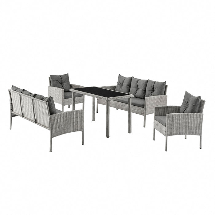 Rattan Garden Outdoor Dining Sofa Set in Grey