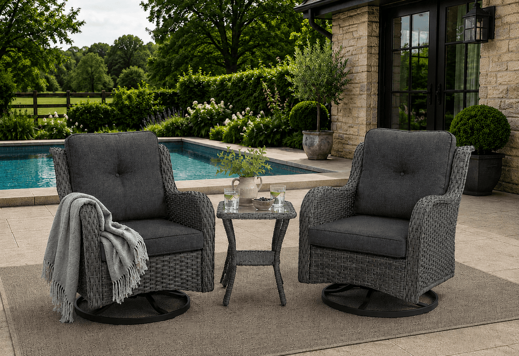 Sydney Garden Swivel Chair Set of 2, Grey