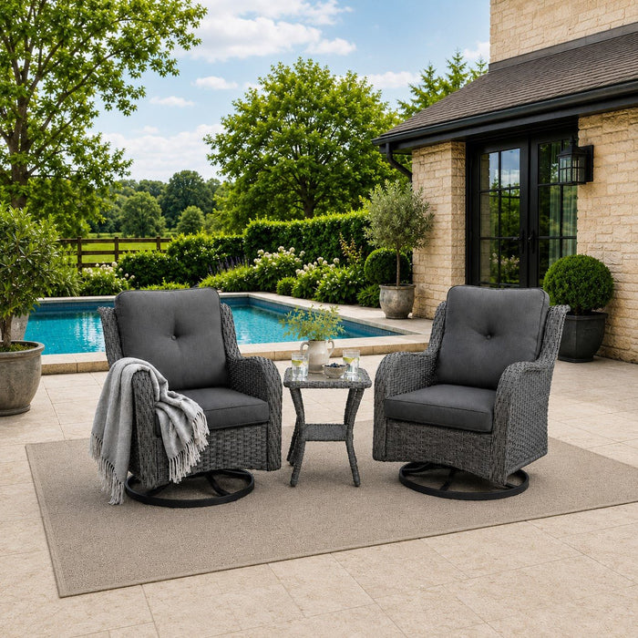 Sydney Garden Swivel Chair Set of 2, Grey