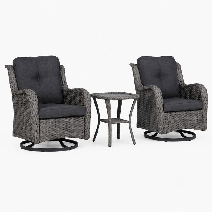 Sydney Garden Swivel Chair Set of 2, Grey