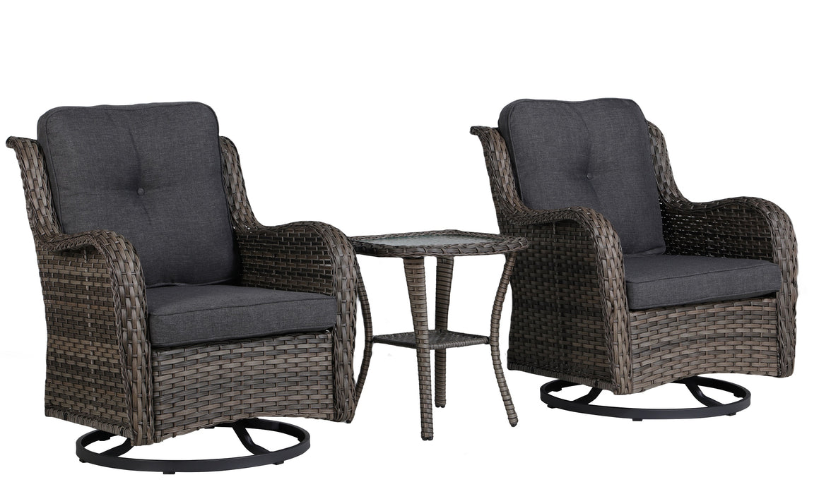 Sydney Garden Swivel Chair Set of 2, Brown