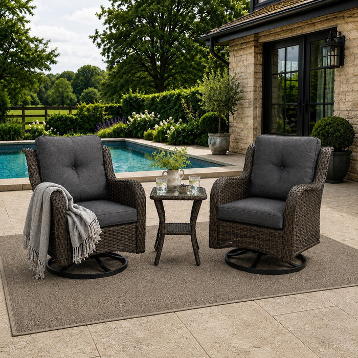 Sydney Garden Swivel Chair Set of 2, Brown