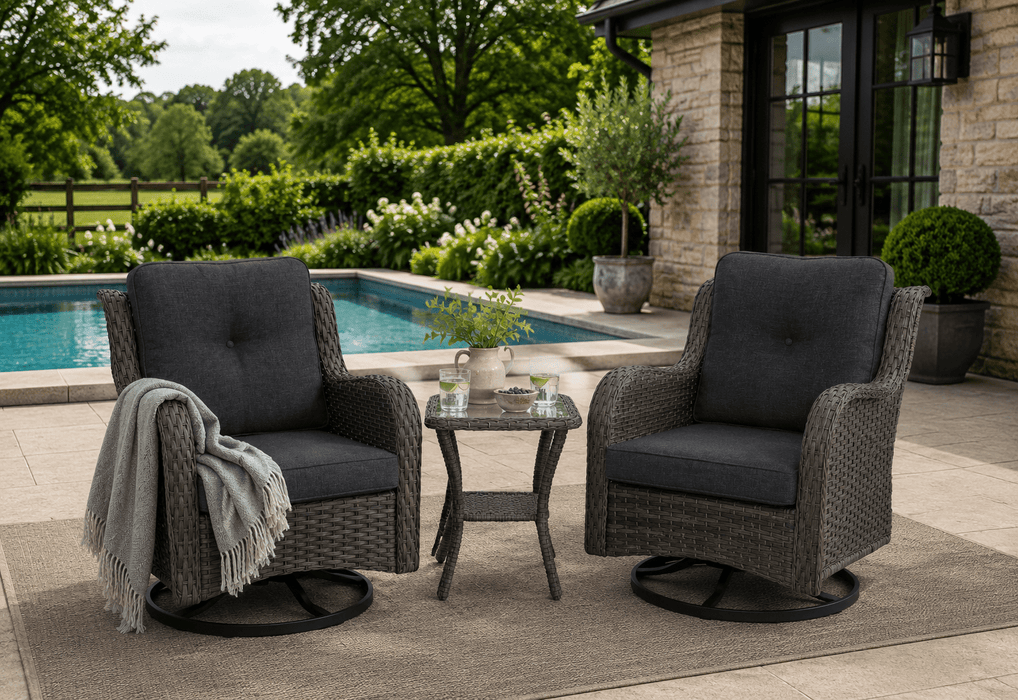 Sydney Garden Swivel Chair Set of 2, Brown