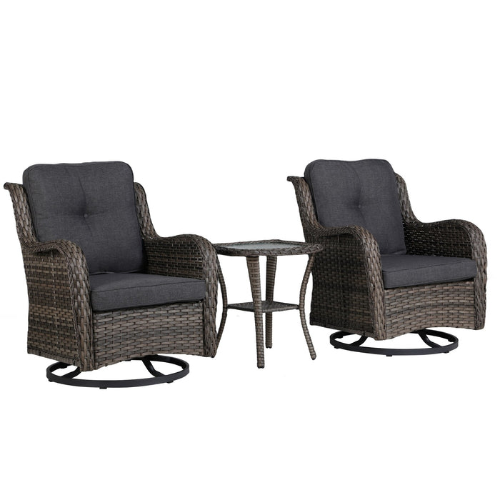 Sydney Garden Swivel Chair Set of 2, Brown