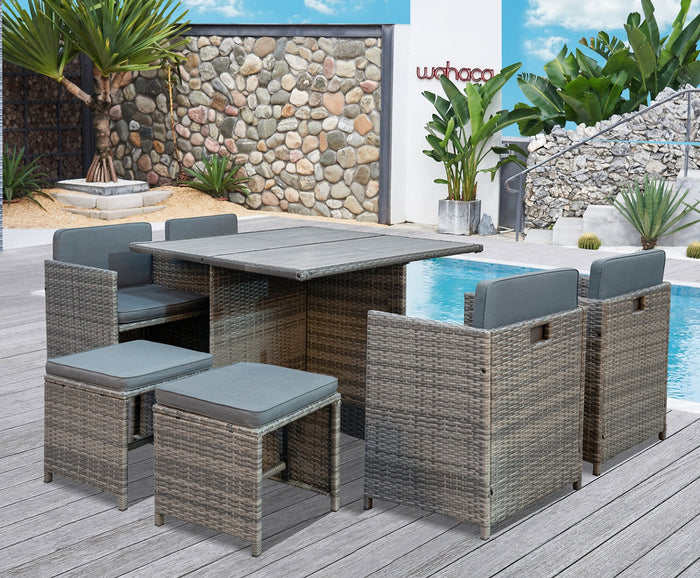 Cube rattan set online grey