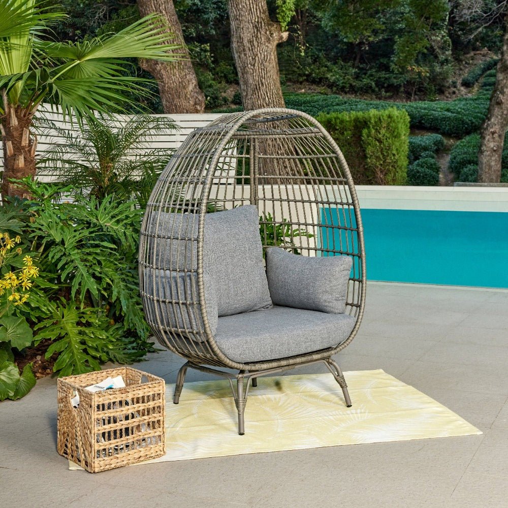 Antalya Rattan Garden Egg Chair Grey Colour Home Detail