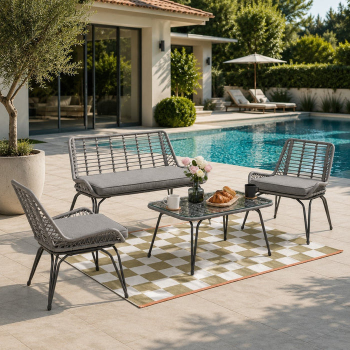 Pampas Rattan Wicker Garden Lounge Set, Grey