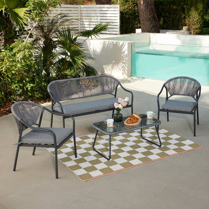 Sona Rattan Wicker Garden Lounge Set, Grey